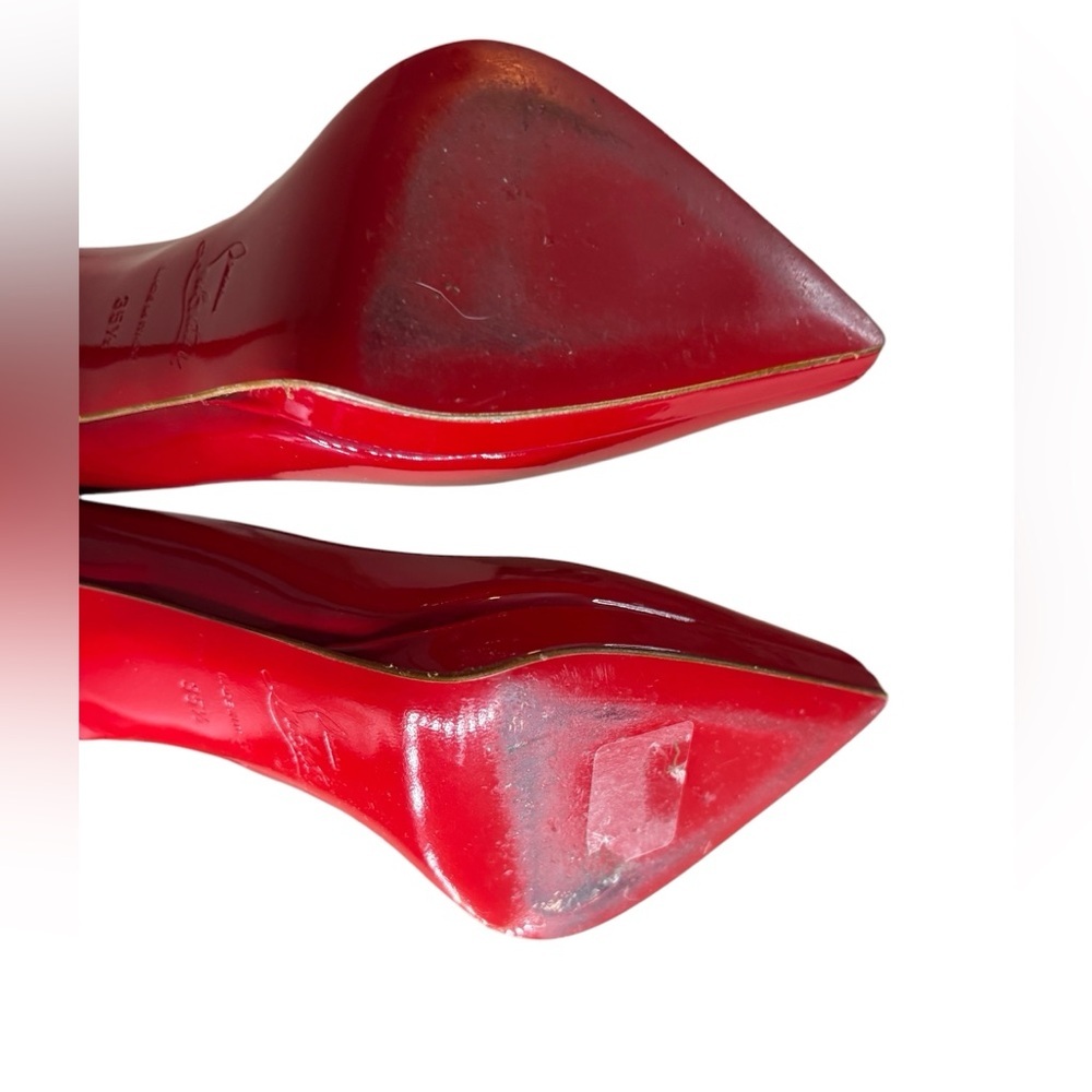 Christian Louboutin Pumps Red Patent Leather Patriotic Pointed Toe Size 35.5 - Picture 9 of 13